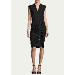 Veronica Beard Black Ruched Sleeveless Shirt Dress $450, Size 0